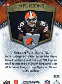2008 Upper Deck Icons - NFL Icons Silver #NFL29 Kellen Winslow Jr. Back
