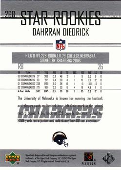 2003 Upper Deck #268 Dahrran Diedrick Back