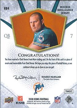 2008 Upper Deck Icons - Rookie Brilliance Jersey Silver #RB4 Chad Henne Back