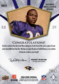 2008 Upper Deck Icons - Rookie Brilliance Jersey Silver #RB33 Ray Rice Back