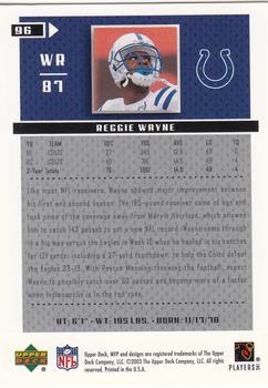 2003 Upper Deck MVP #96 Reggie Wayne Back