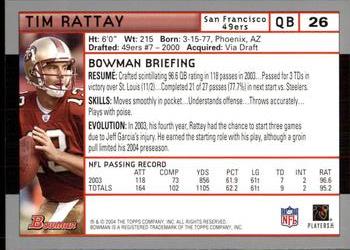 2004 Bowman #26 Tim Rattay Back