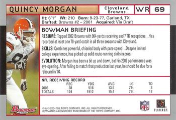 2004 Bowman #69 Quincy Morgan Back