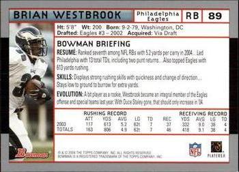 2004 Bowman #89 Brian Westbrook Back