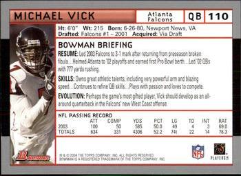 2004 Bowman #110 Michael Vick Back
