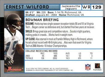 2004 Bowman #129 Ernest Wilford Back