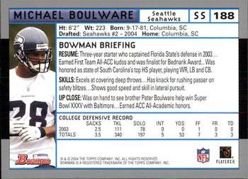 2004 Bowman #188 Michael Boulware Back