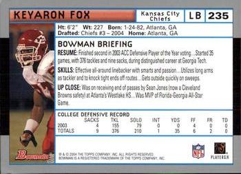 2004 Bowman #235 Keyaron Fox Back