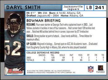 2004 Bowman #241 Daryl Smith Back