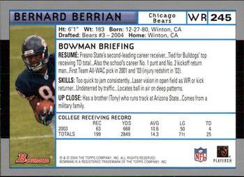 2004 Bowman #245 Bernard Berrian Back
