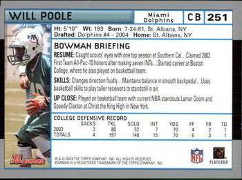 2004 Bowman #251 Will Poole Back