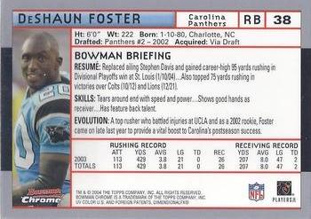 2004 Bowman Chrome #38 DeShaun Foster Back