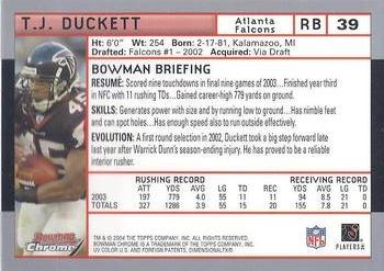 2004 Bowman Chrome #39 T.J. Duckett Back