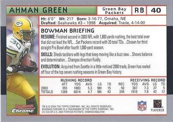 2004 Bowman Chrome #40 Ahman Green Back