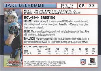 2004 Bowman Chrome #77 Jake Delhomme Back