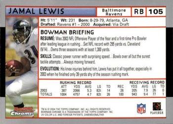 2004 Bowman Chrome #105 Jamal Lewis Back