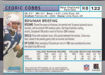 2004 Bowman Chrome #122 Cedric Cobbs Back