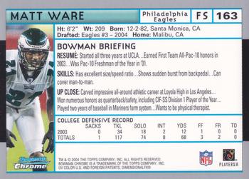 2004 Bowman Chrome #163 Matt Ware Back