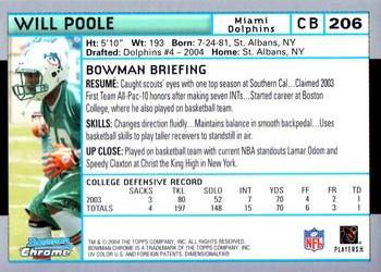 2004 Bowman Chrome #206 Will Poole Back