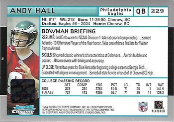 2004 Bowman Chrome #229 Andy Hall Back