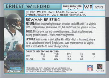 2004 Bowman Chrome #231 Ernest Wilford Back