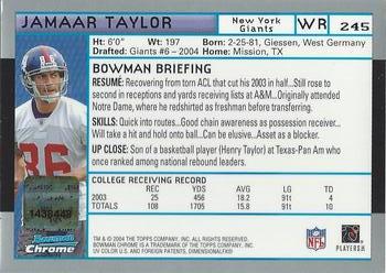 2004 Bowman Chrome #245 Jamaar Taylor Back