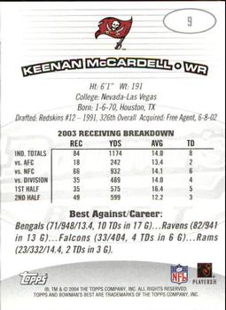 2004 Bowman's Best #9 Keenan McCardell Back