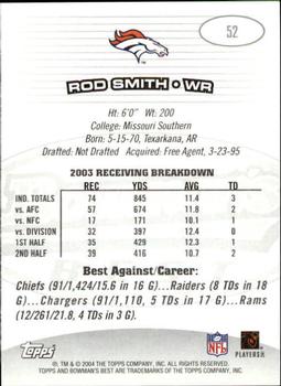 2004 Bowman's Best #52 Rod Smith Back