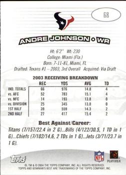 2004 Bowman's Best #68 Andre Johnson Back