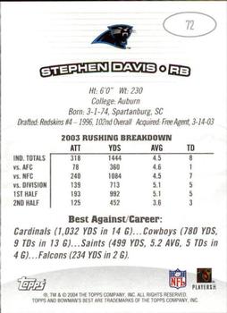 2004 Bowman's Best #72 Stephen Davis Back