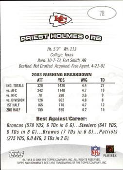 2004 Bowman's Best #78 Priest Holmes Back