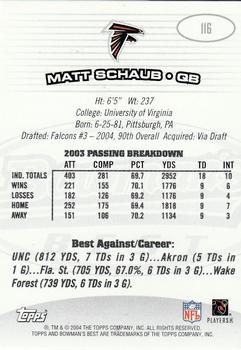 2004 Bowman's Best #116 Matt Schaub Back