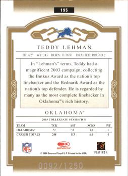 2004 Donruss Classics #195 Teddy Lehman Back