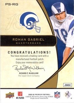 2008 Upper Deck Premier - Stitchings Team Logo NFL Draft Gold #PS-RG Roman Gabriel Back