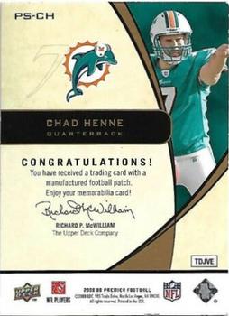 2008 Upper Deck Premier - Stitchings Gold #PS-CH Chad Henne Back