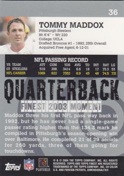 2004 Finest #36 Tommy Maddox Back