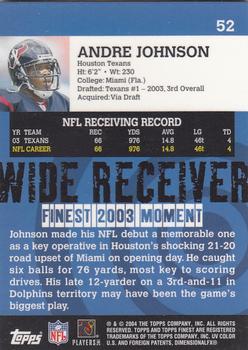 2004 Finest #52 Andre Johnson Back