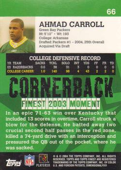 2004 Finest #66 Ahmad Carroll Back