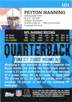 2004 Finest #101 Peyton Manning Back