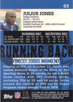 2004 Finest #63 Julius Jones Back