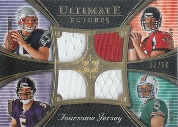 2008 Upper Deck Ultimate Collection - Ultimate Futures Foursomes Jerseys Gold #UFRJ-7 Kevin O'Connell / Matt Ryan / Joe Flacco / Chad Henne Front