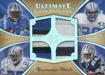 2008 Upper Deck Ultimate Collection - Ultimate Generations Foursomes Jerseys Patch Holofoil #UFGJ-16 Emmitt Smith / Barry Sanders / Felix Jones / Kevin Smith Front