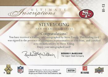 2008 Upper Deck Ultimate Collection - Ultimate Inscriptions #UI-13 Steve Young Back