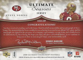 2008 Upper Deck Ultimate Collection - Ultimate Seasons Jerseys Autographs #USEA-89 Steve Young Back