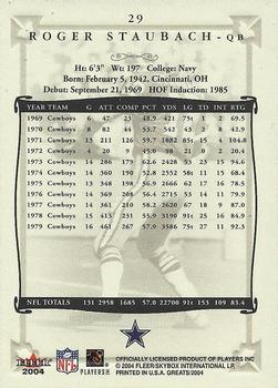 2004 Fleer Greats of the Game #29 Roger Staubach Back