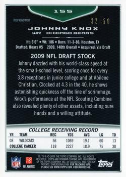 2009 Bowman Chrome - Gold Refractors #155 Johnny Knox Back