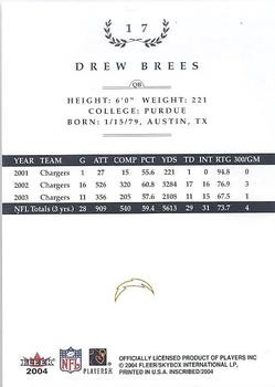 2004 Fleer Inscribed #17 Drew Brees Back