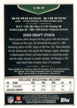 2009 Bowman Chrome - Rookie Autographs #162 Brandon Gibson Back