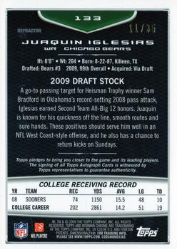 2009 Bowman Chrome - Rookie Autographs Blue Refractors #133 Juaquin Iglesias Back