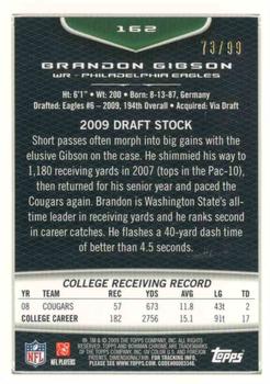 2009 Bowman Chrome - Rookies Silver #162 Brandon Gibson Back